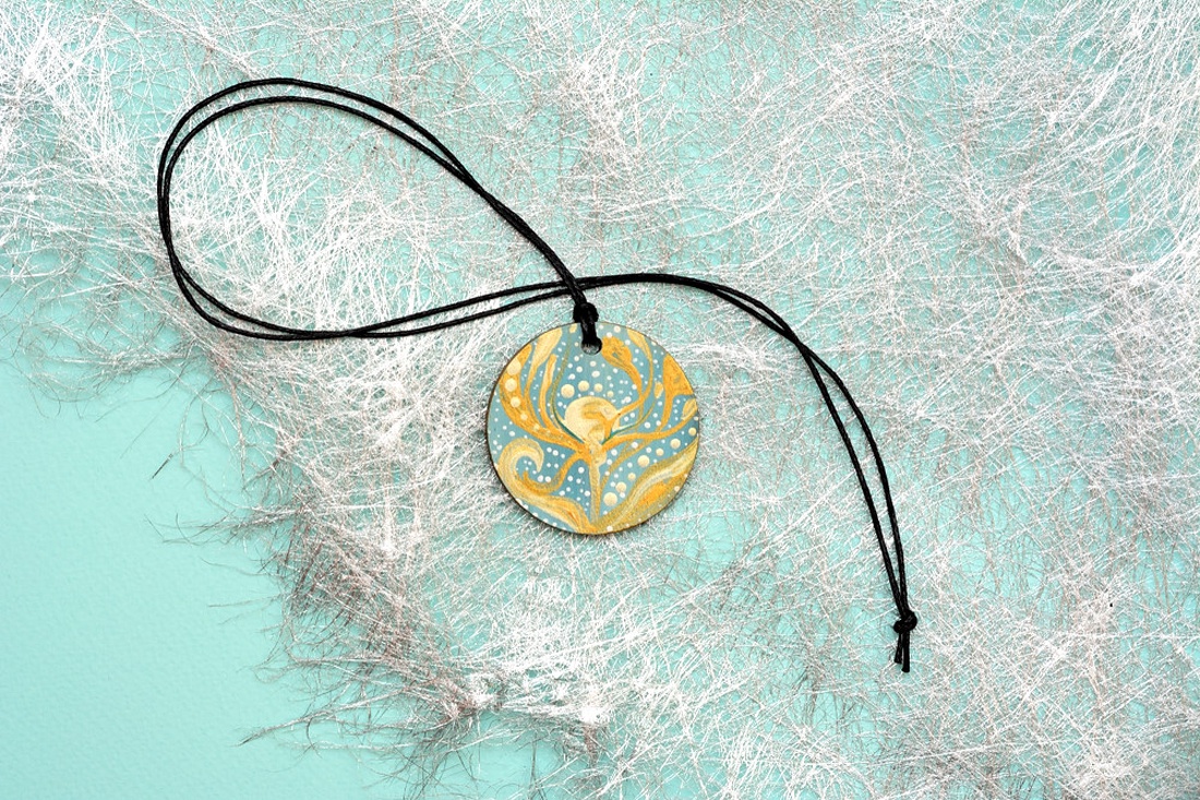 Pandantiv pictat, unicat - bijuterii - coliere - pandative - Artynos.ro