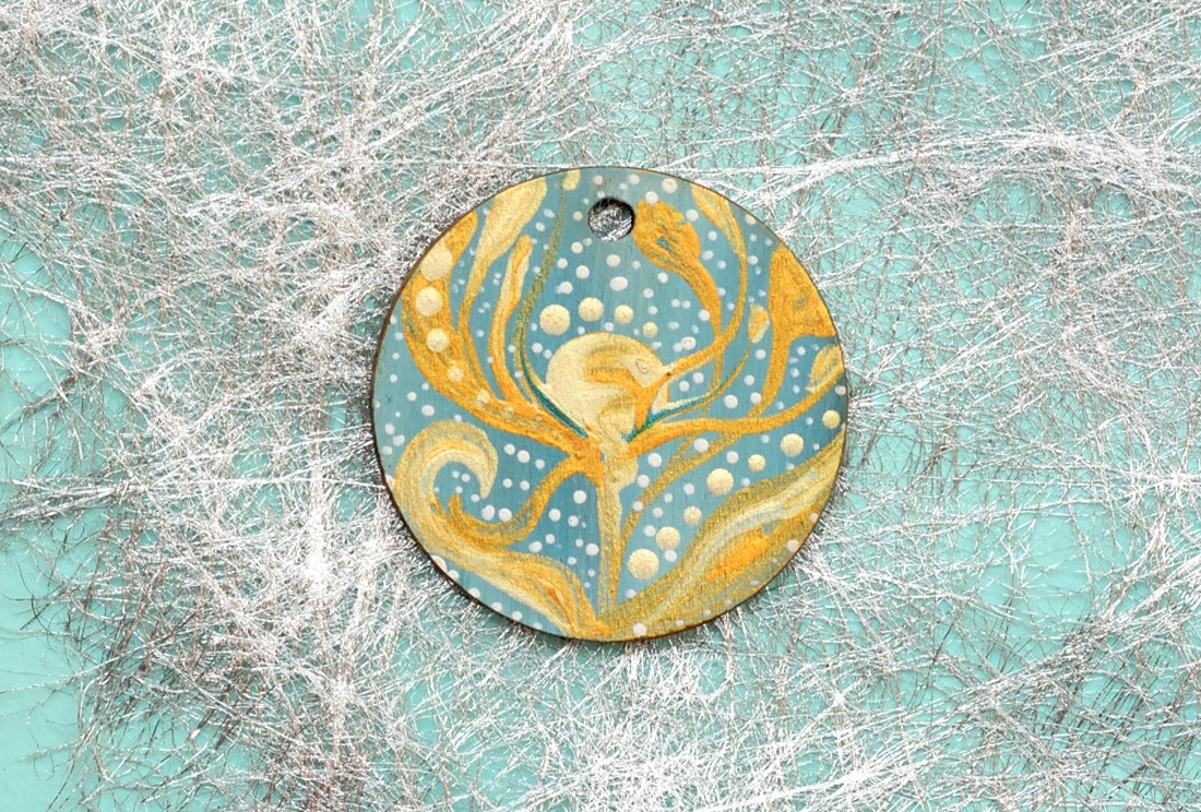 Pandantiv pictat, unicat - bijuterii - coliere - pandative - Artynos.ro