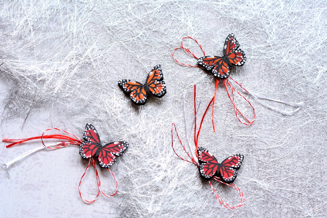 Broșă: Fluturi monarh - bijuterii - mărțișor - Artynos.ro