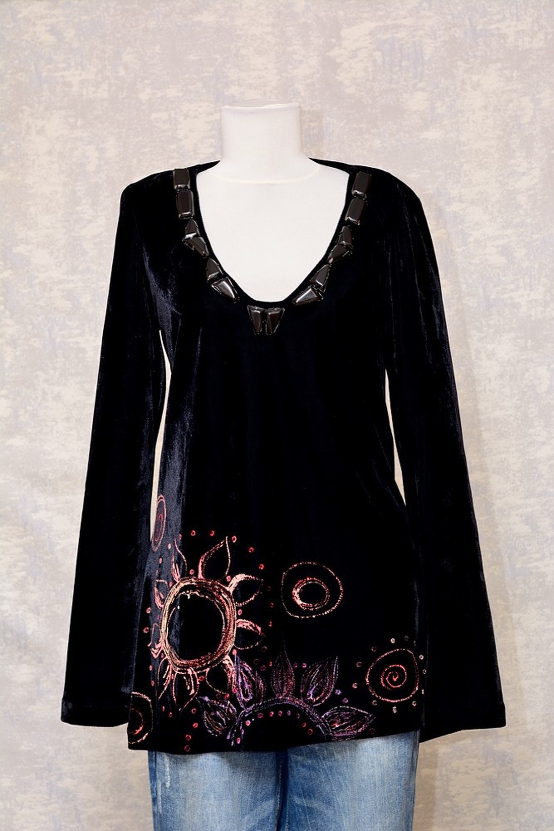 Bluză cu pictură abstractă, unicat - îmbrăcăminte și modă - haine damă - bluze damă - Artynos.ro