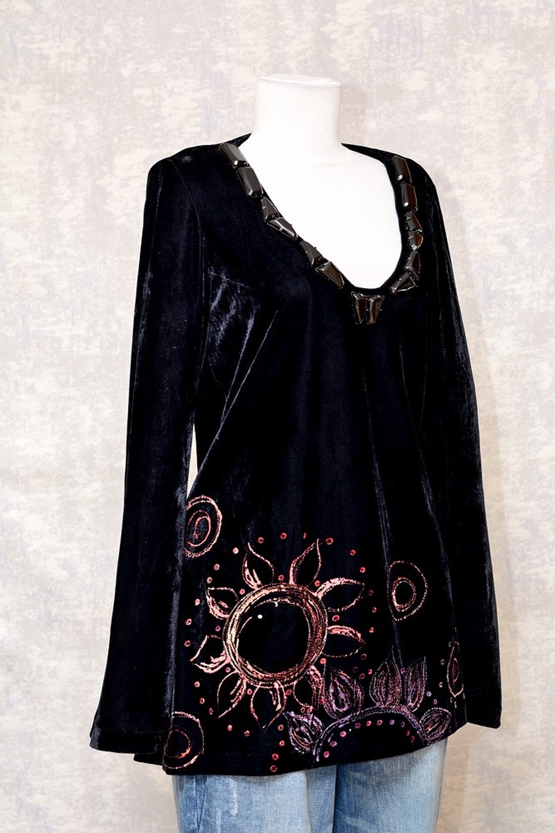 Bluză cu pictură abstractă, unicat - îmbrăcăminte și modă - haine damă - bluze damă - Artynos.ro