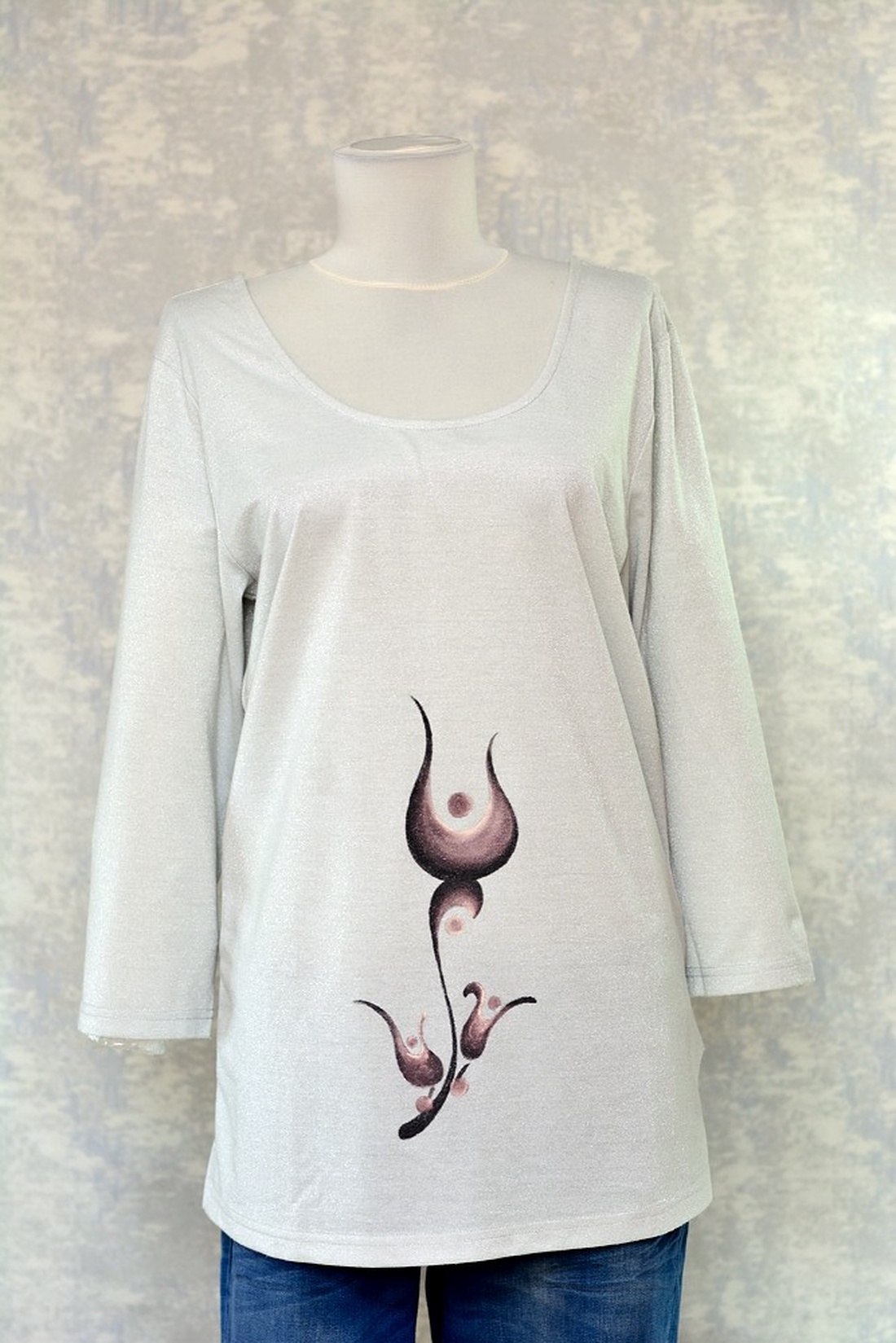 Bluză cu pictură florală, unicat - îmbrăcăminte și modă - haine damă - bluze damă - Artynos.ro