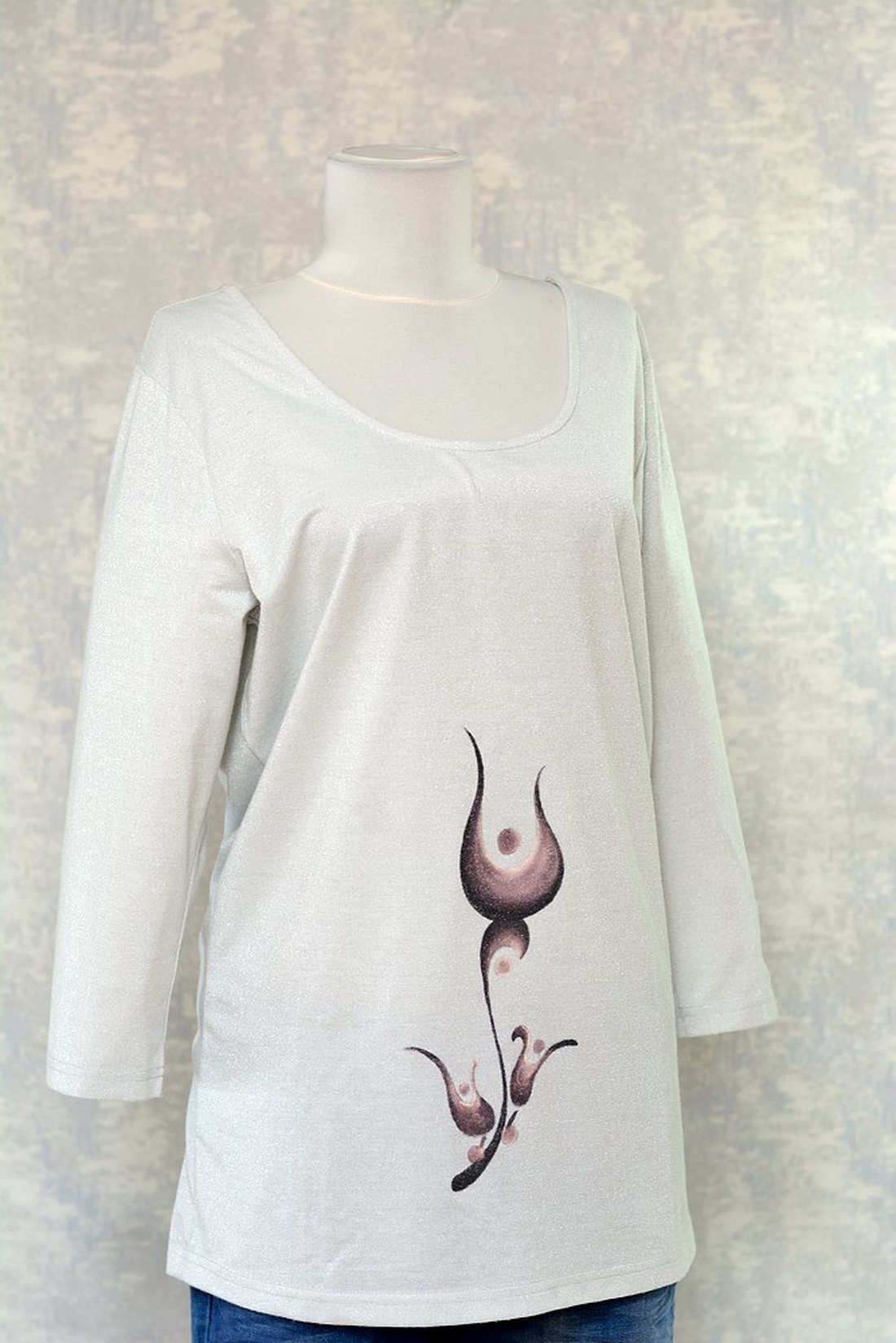 Bluză cu pictură florală, unicat - îmbrăcăminte și modă - haine damă - bluze damă - Artynos.ro