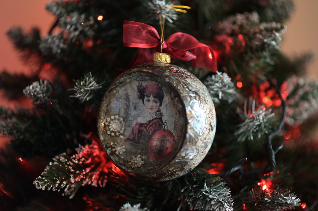 Glob concav : Vintage Christmas - crăciun - decorațiuni de crăciun de casă - globuri de crăciun - Artynos.ro
