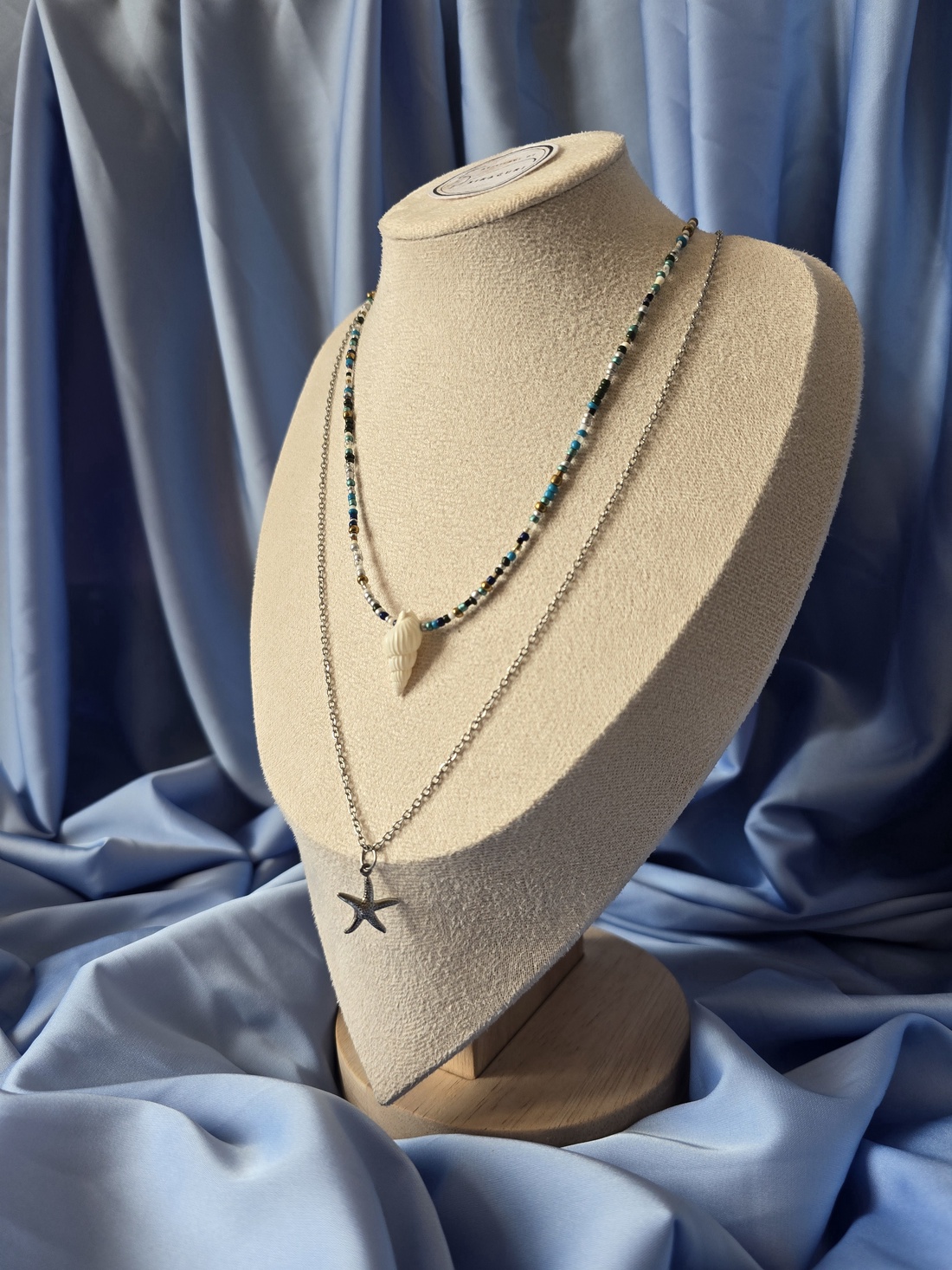 Colier din margele si lanț inoxidabil  - bijuterii - coliere - coliere din mărgele - Artynos.ro