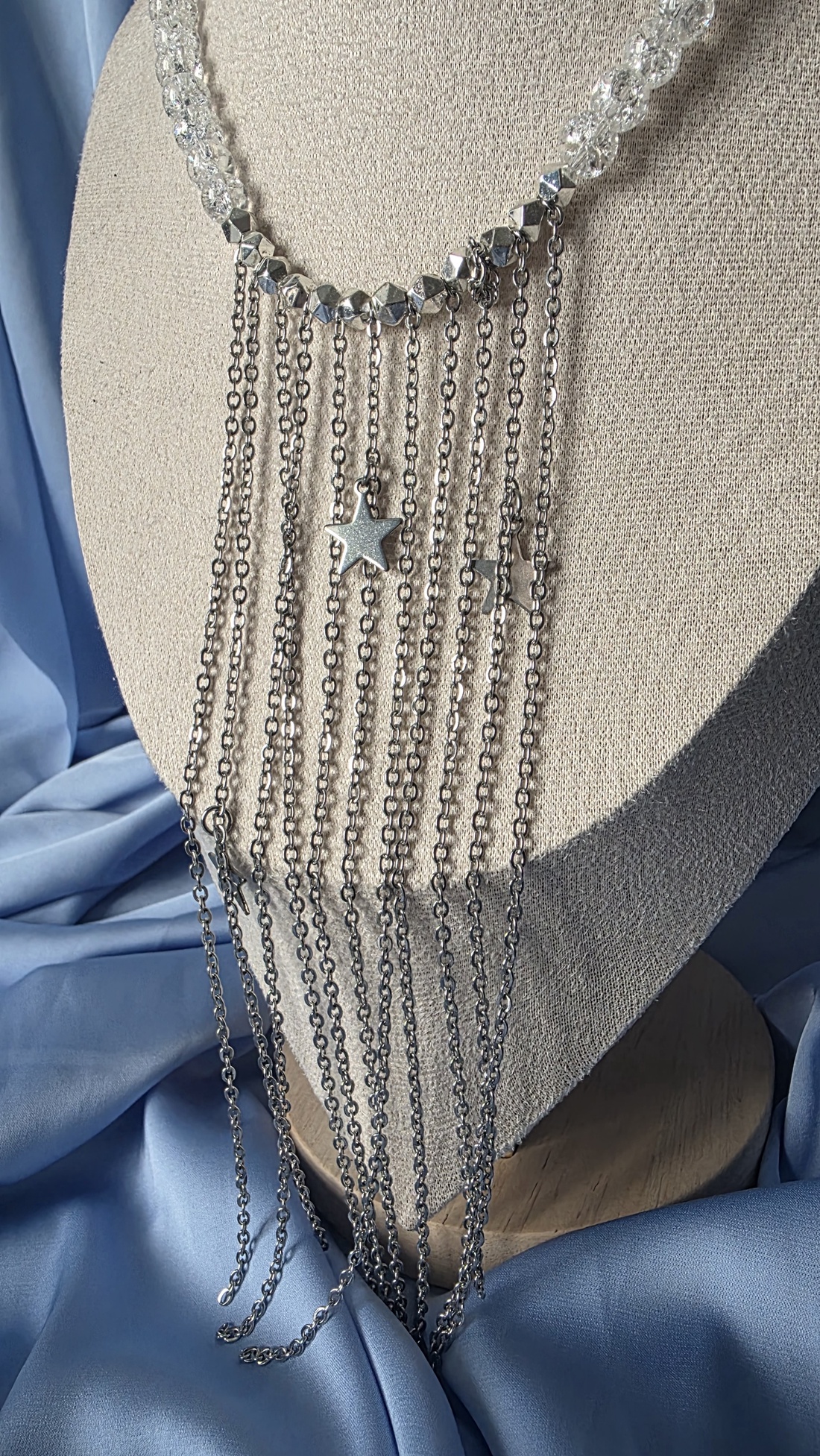 Colier din mărgele de cuarț spart și accesorii din oțel inoxidabil. - bijuterii - coliere - coliere din mărgele - Artynos.ro