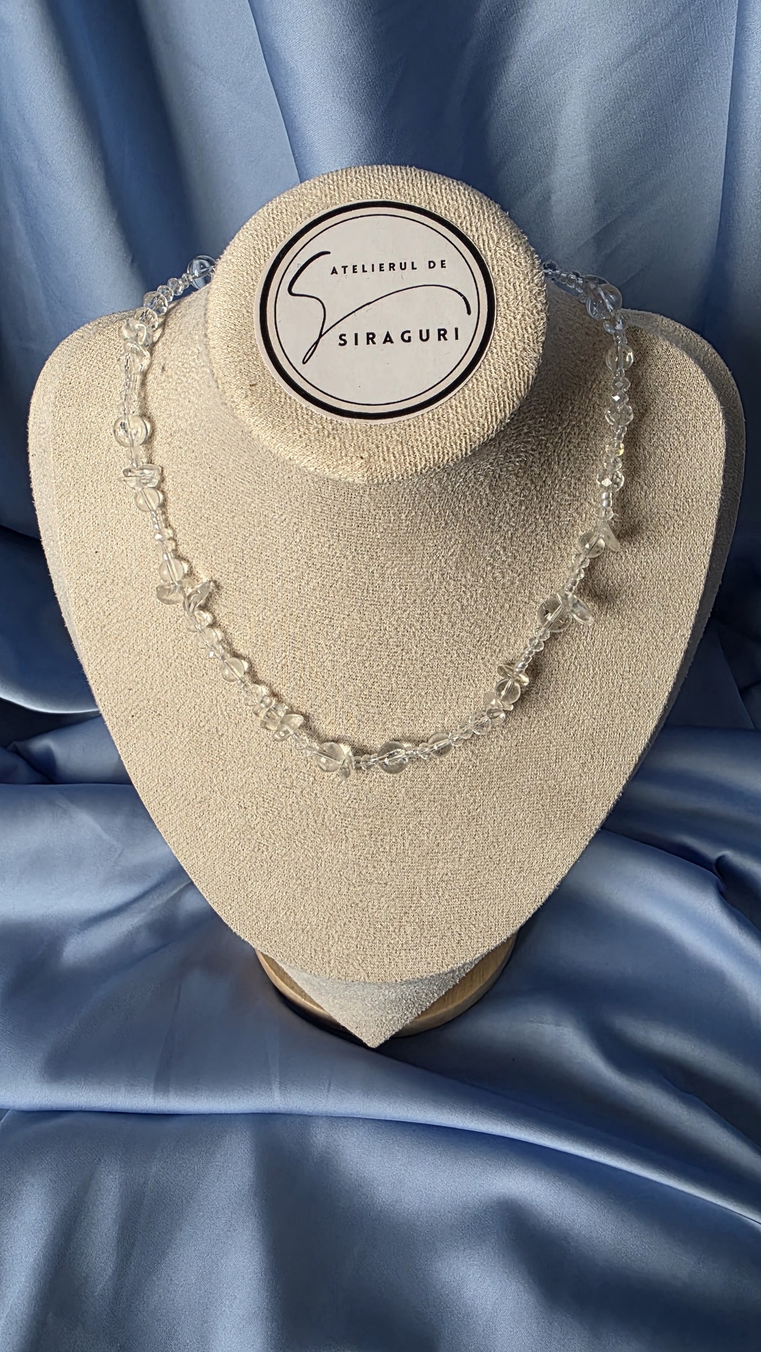 Colier din mărgele transparente și cuarț clar - bijuterii - coliere - coliere din mărgele - Artynos.ro