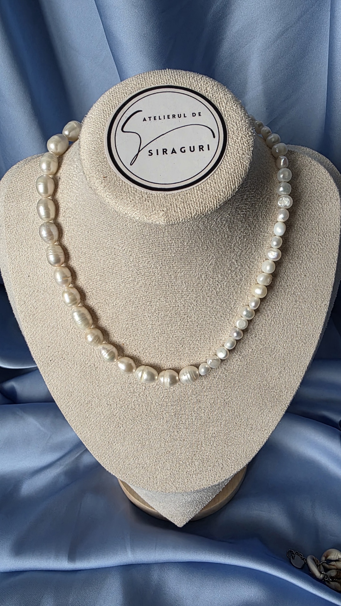 Colier din perle  de cultura diferite dimensiuni  - bijuterii - coliere - coliere din perle - Artynos.ro