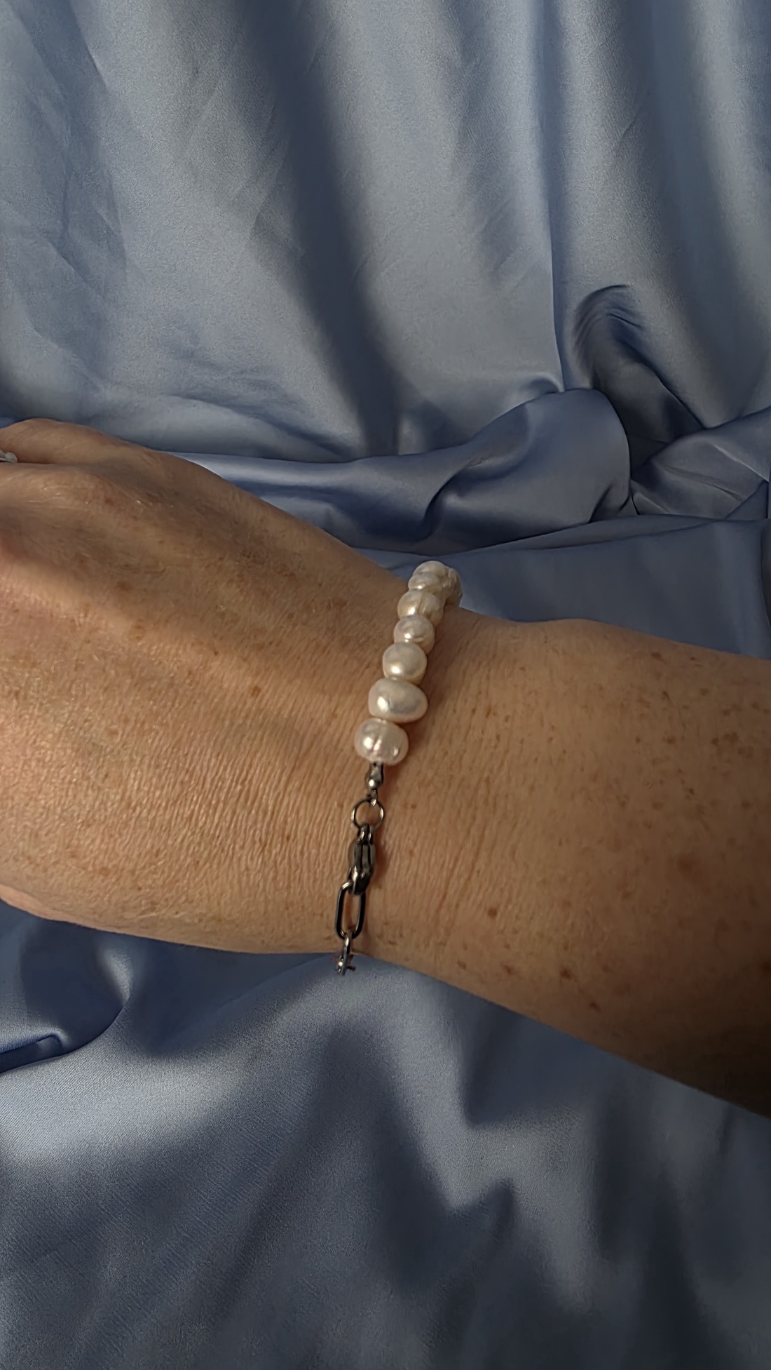 Brățară din oțel inoxidabil cu perle de cultură - bijuterii - brățări - brățări din perle - Artynos.ro