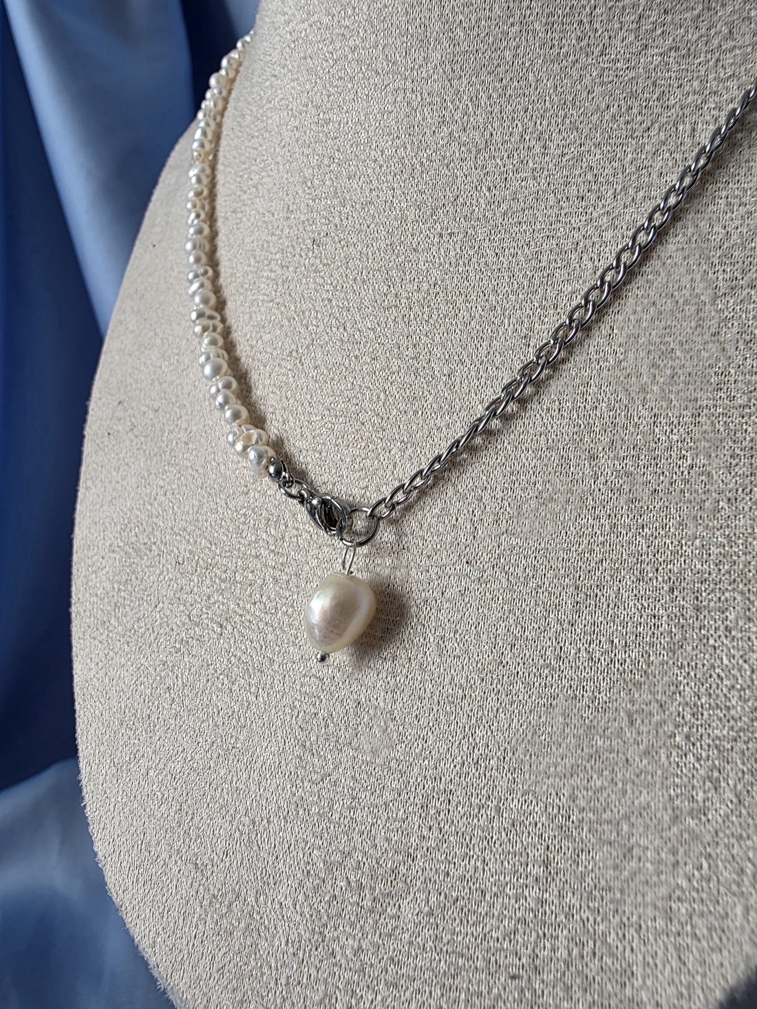 Colier din perle de cultură și oțel inoxidabil - bijuterii - coliere - coliere din mărgele - Artynos.ro