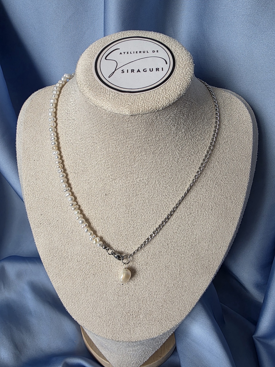 Colier din perle de cultură și oțel inoxidabil - bijuterii - coliere - coliere din mărgele - Artynos.ro