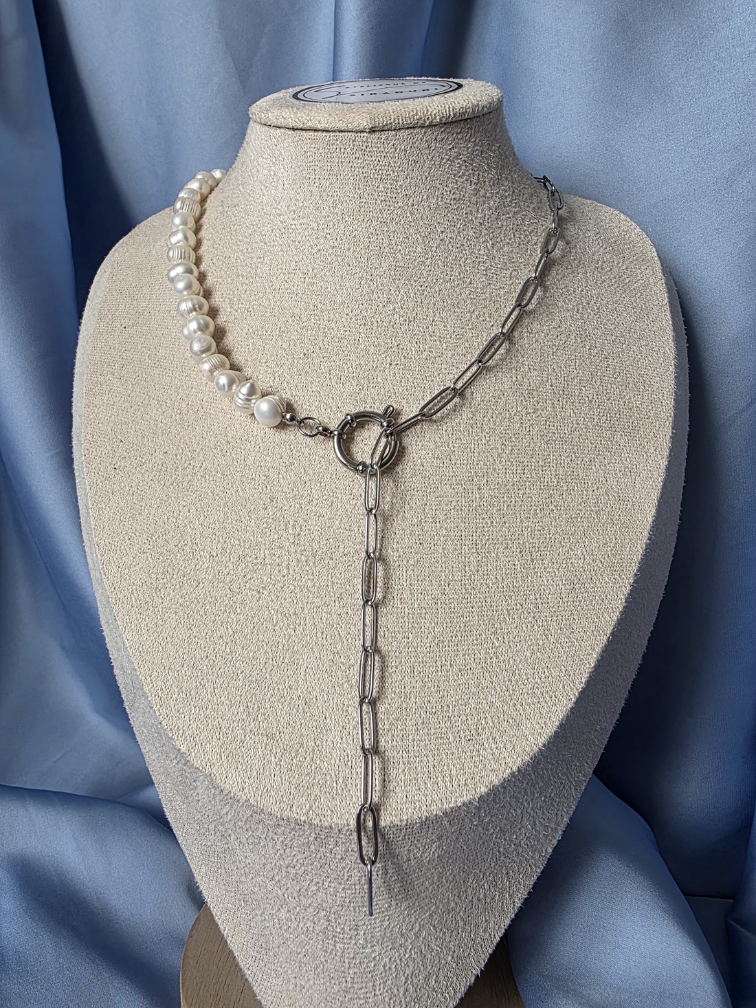 Colier din perle de cultură și oțel inoxidabil - bijuterii - coliere - coliere din mărgele - Artynos.ro