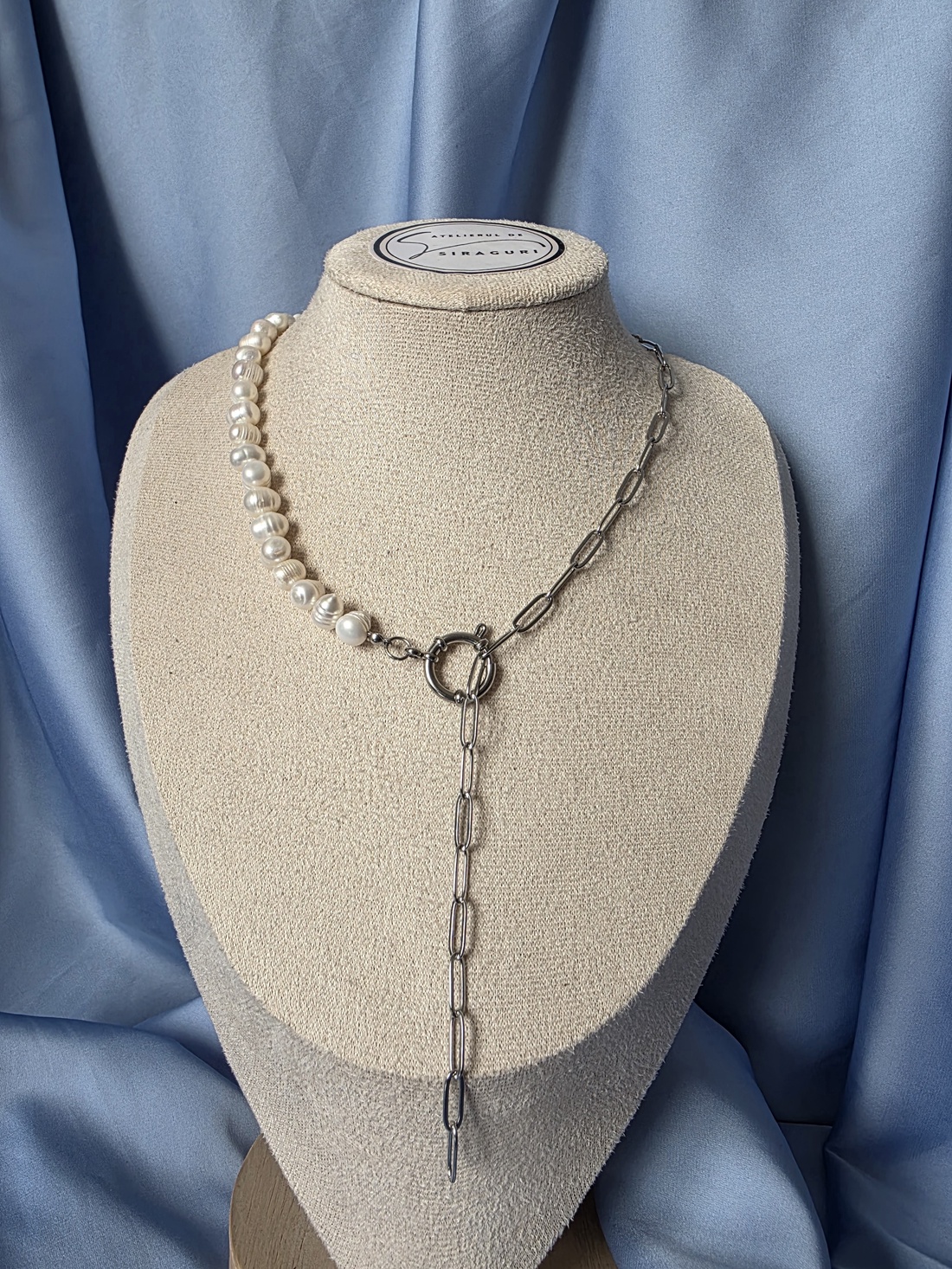 Colier din perle de cultură și oțel inoxidabil - bijuterii - coliere - coliere din mărgele - Artynos.ro