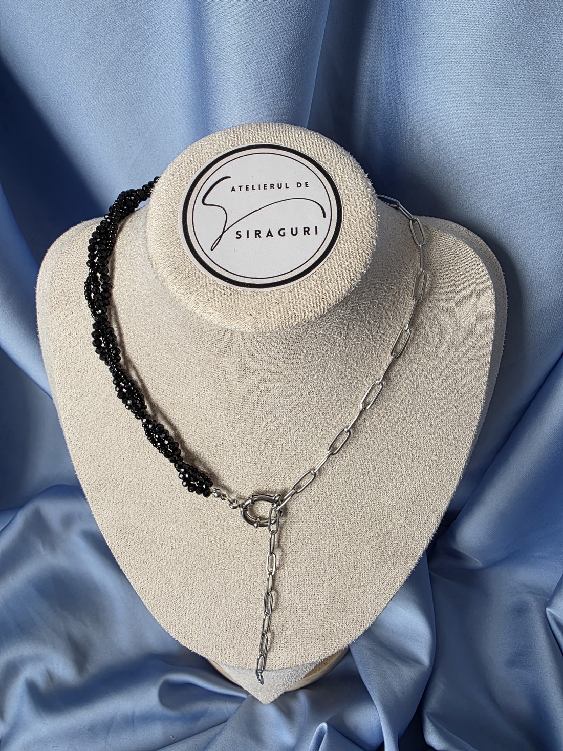 Colier din margele fațetate si oțel inoxidabil  - bijuterii - coliere - coliere din mărgele - Artynos.ro