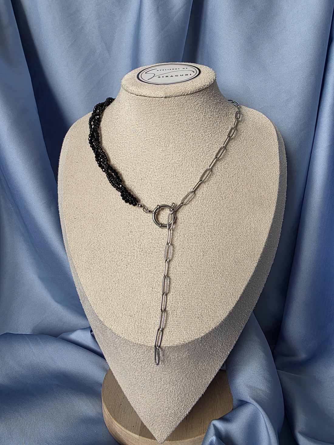 Colier din margele fațetate si oțel inoxidabil  - bijuterii - coliere - coliere din mărgele - Artynos.ro