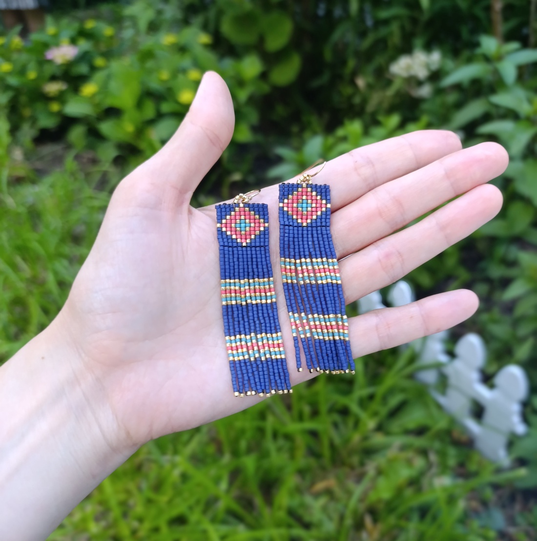 Cercei inspiratie egipteana albastrii - bijuterii - cercei - cercei lungi - Artynos.ro