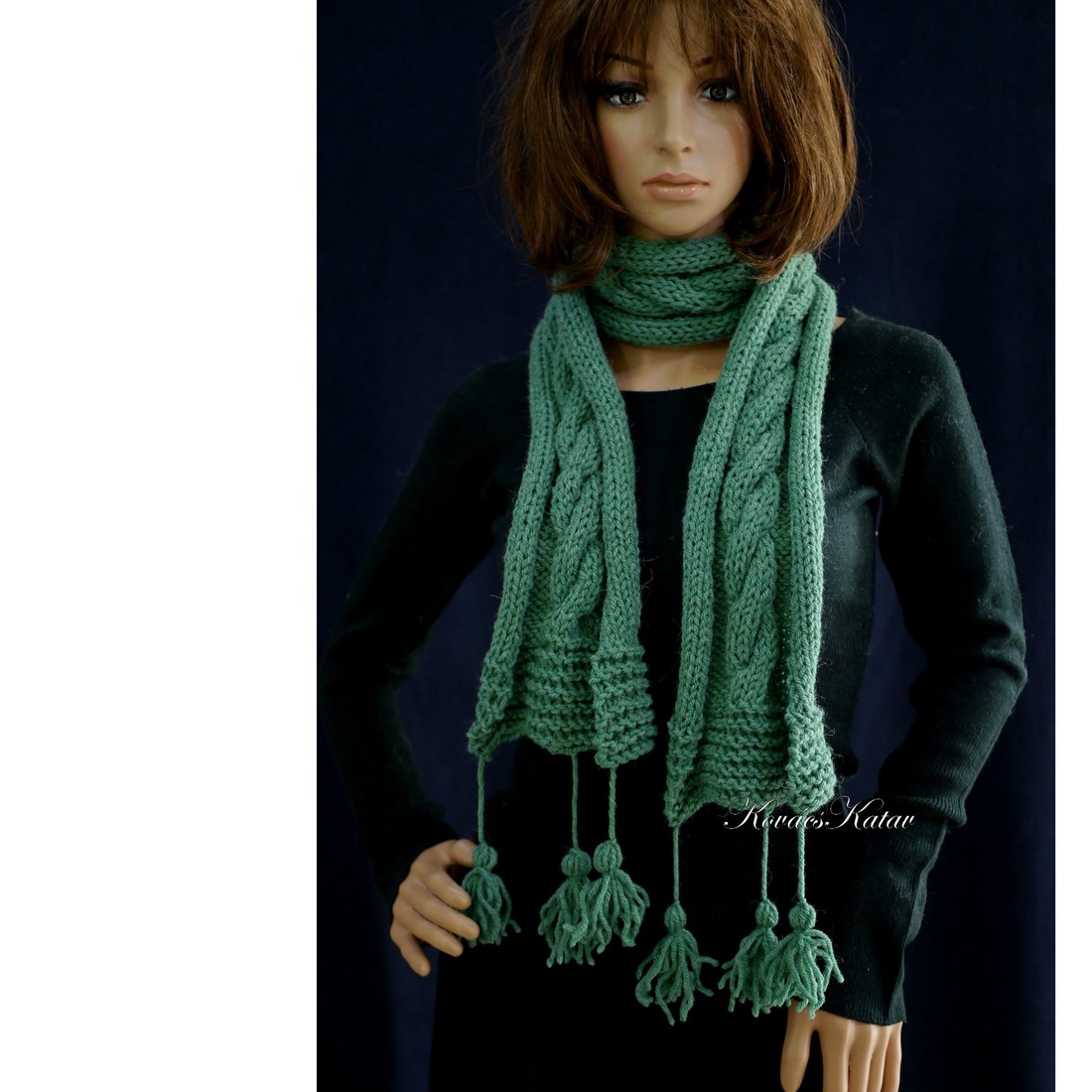 CSINGILINGI - eșarfă tricotată manual din alpaca / verde - îmbrăcăminte și modă - eșarfe, pălării, fularuri - eșarfe - Artynos.ro