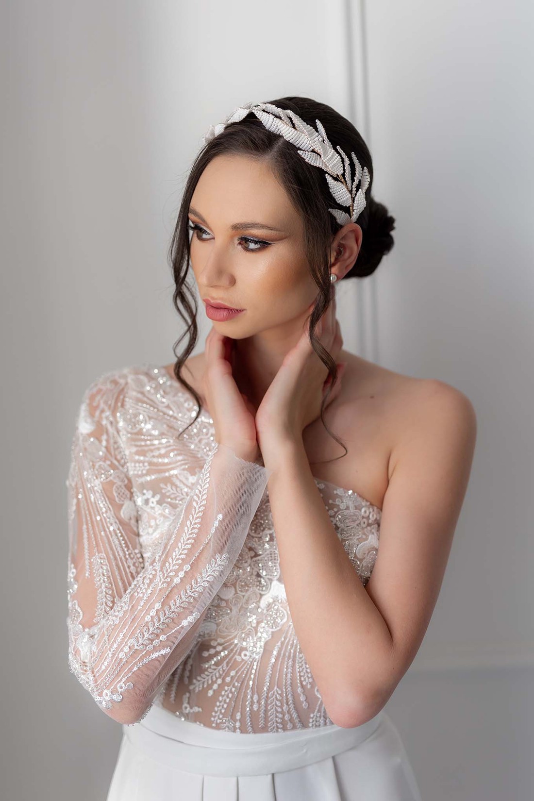 Isabella bentiță de mireasă ornament de păr de nuntă - accesorii nuntă - ornamente de păr de nuntă - bentițe de nuntă - Artynos.ro