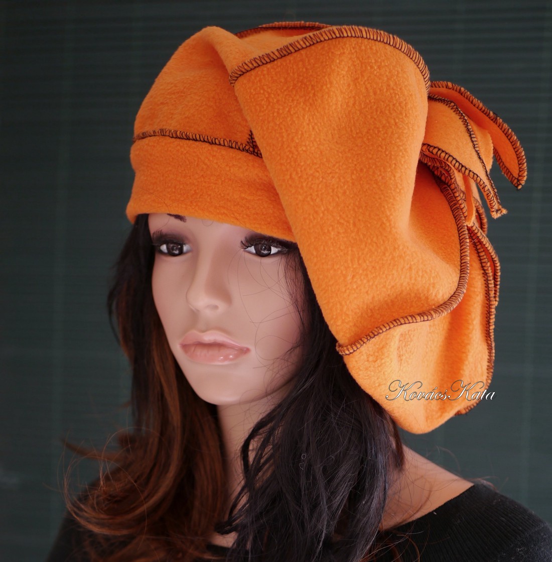 POLÁR BARETT / narancs - bohemian sapka - îmbrăcăminte și modă - eșarfe, pălării, fularuri - căciulă - Artynos.ro