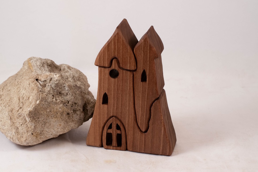  Biserică din lemn, castel, constructor din lemn, puzzle - jucării și echipamente pentru copii - puzzle, jocuri puzzle - puzzle din lemn - Artynos.ro