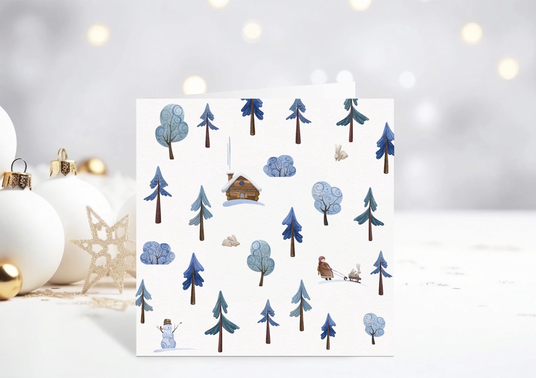 Carte poștală de Crăciun Zima, felicitare pliabilă, set cadou 2 buc -  - Artynos.ro