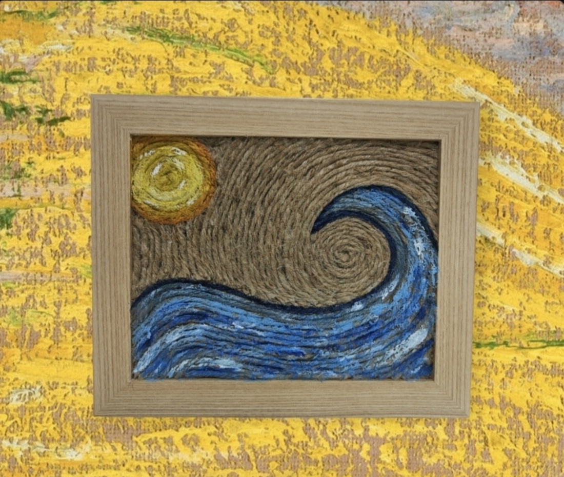 Tablou decorat cu sfoara din iută - casă & stil de viață - decorațiuni de casă - picturi murale - tablouri/picturi pe pânză - Artynos.ro