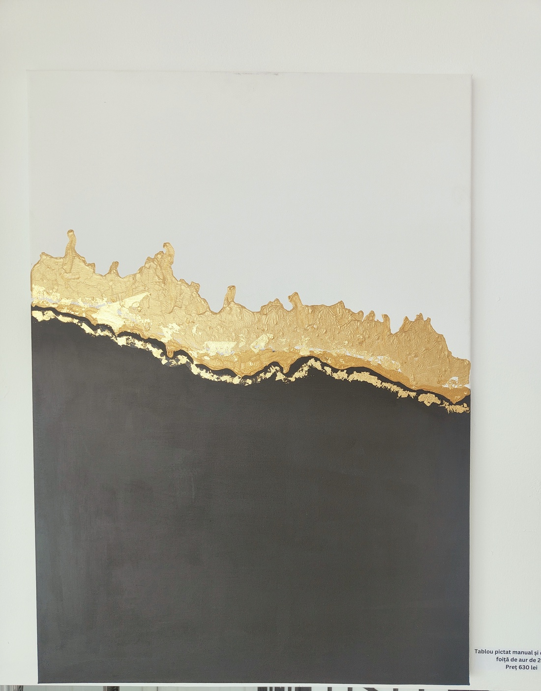 Tablou pictat manual și decorat cu foiță de aur de 24k - casă & stil de viață - decorațiuni de casă - picturi murale - tablouri/picturi pe pânză - Artynos.ro