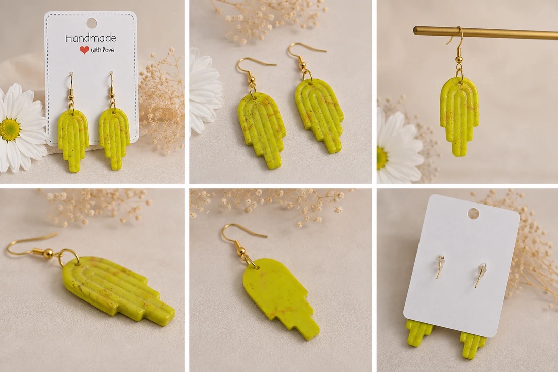 Cercei handmade din Fimo � Lime Glow - bijuterii - cercei - cercei lungi - Artynos.ro
