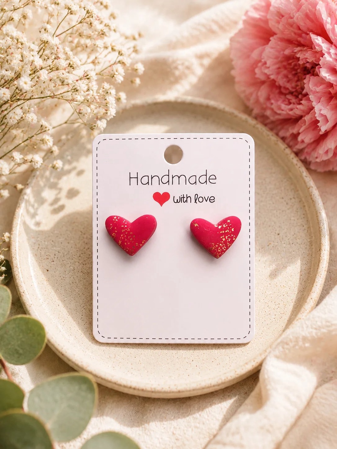 Cercei inimioară Little Love � Handmade - bijuterii - cercei - clipsuri - Artynos.ro