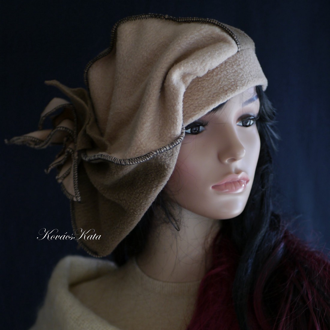 POLAR BARETT / mokka - bohemian sapka - îmbrăcăminte și modă - eșarfe, pălării, fularuri - căciulă - Artynos.ro