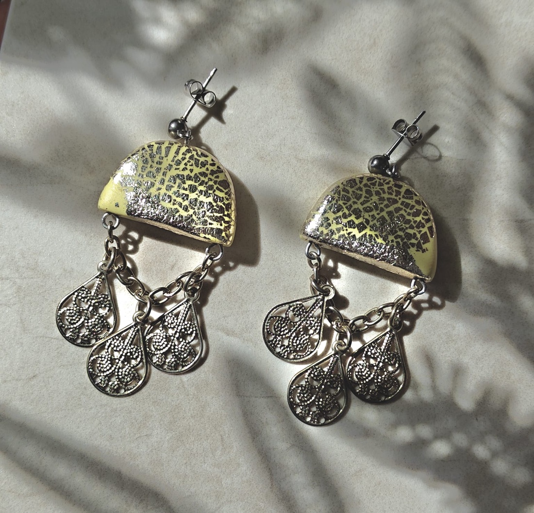 Cercei Statement Lime - Decoratiuni Nomad Metalice Vintage Reciclate - Witchy Fantezie Baroc Clasic - bijuterii - cercei - cercei lungi - Artynos.ro