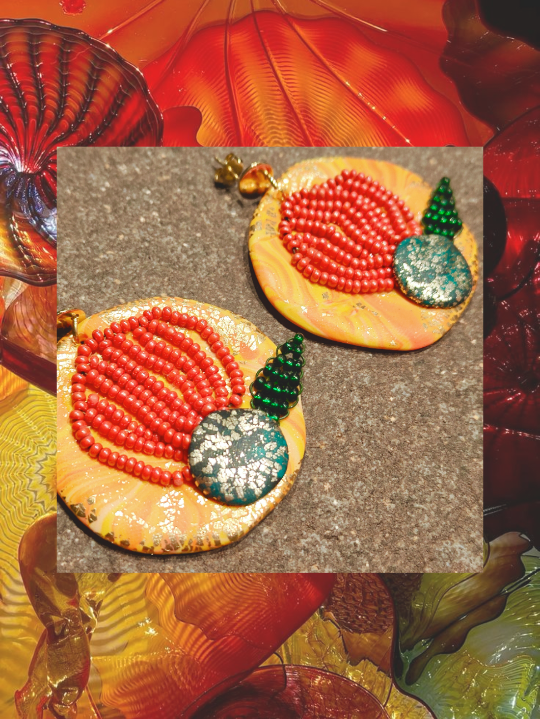 Cercei Statement Rotunzi Mari Flori Margele Vintage Reciclate - Flamenco Fantezie Etnic Antique Mediteranean - bijuterii - cercei - cercei din mărgele - Artynos.ro