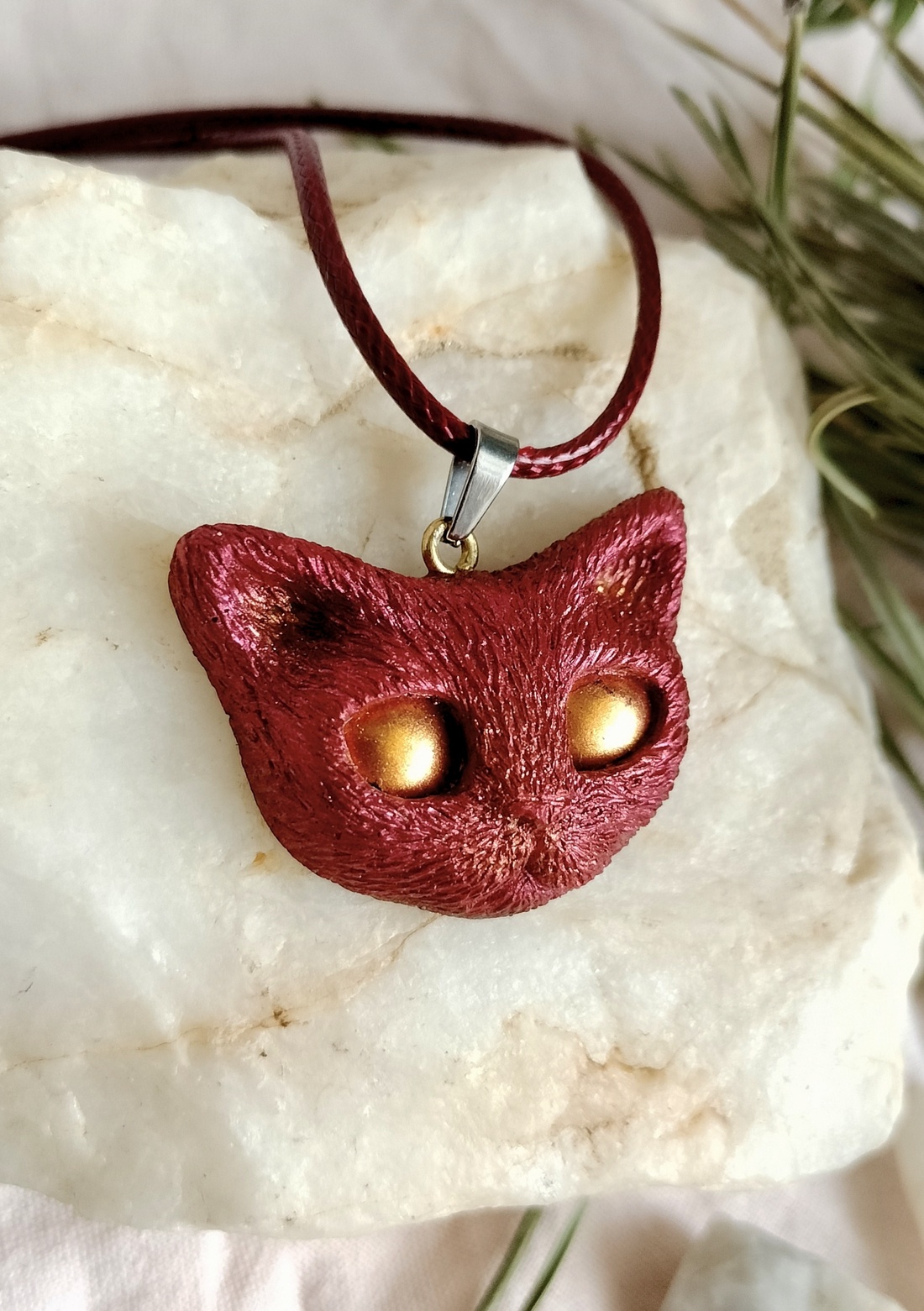 Pandantiv Kittycat Roșu-Auriu  - bijuterii - coliere - pandative - Artynos.ro