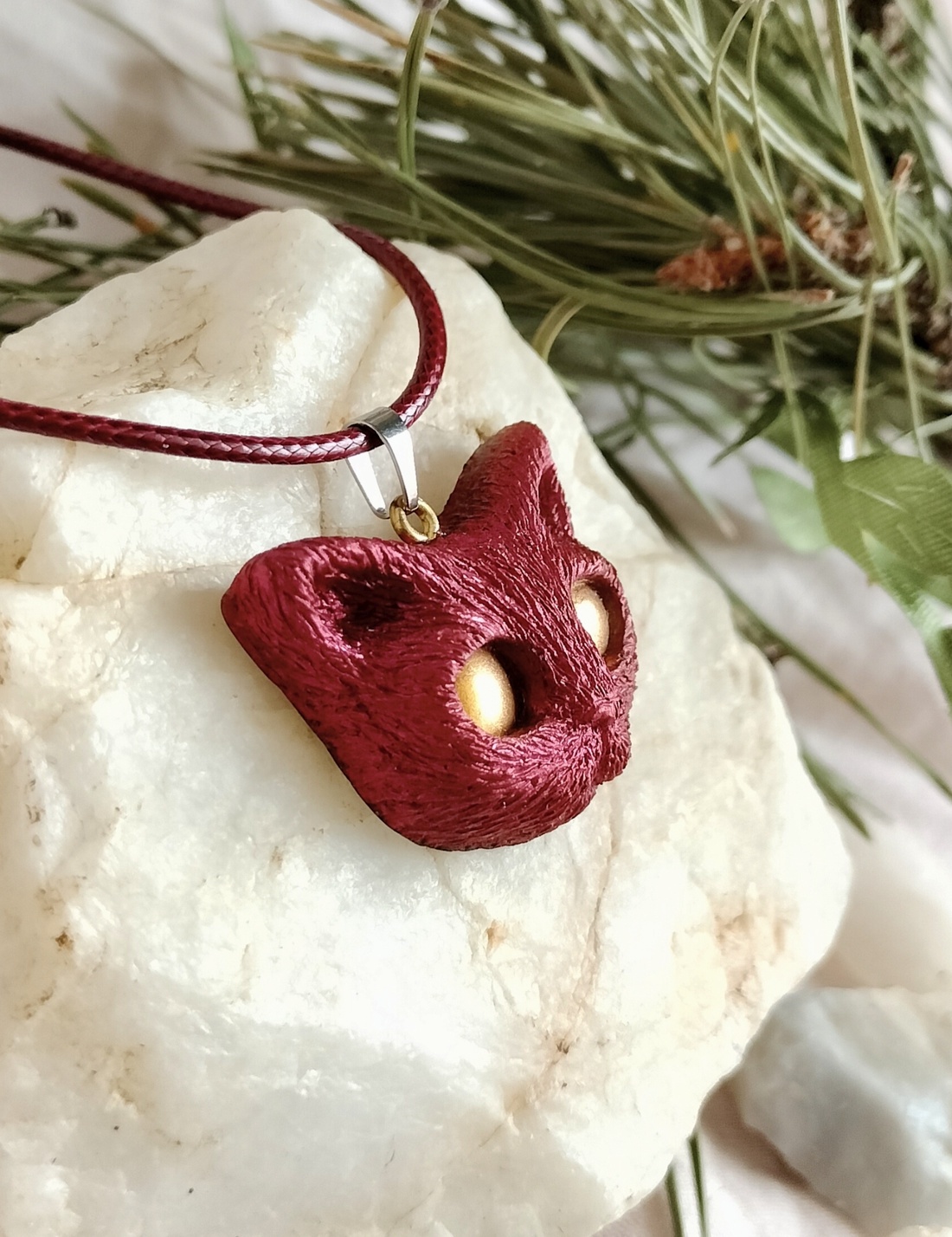 Pandantiv Kittycat Roșu-Auriu  - bijuterii - coliere - pandative - Artynos.ro