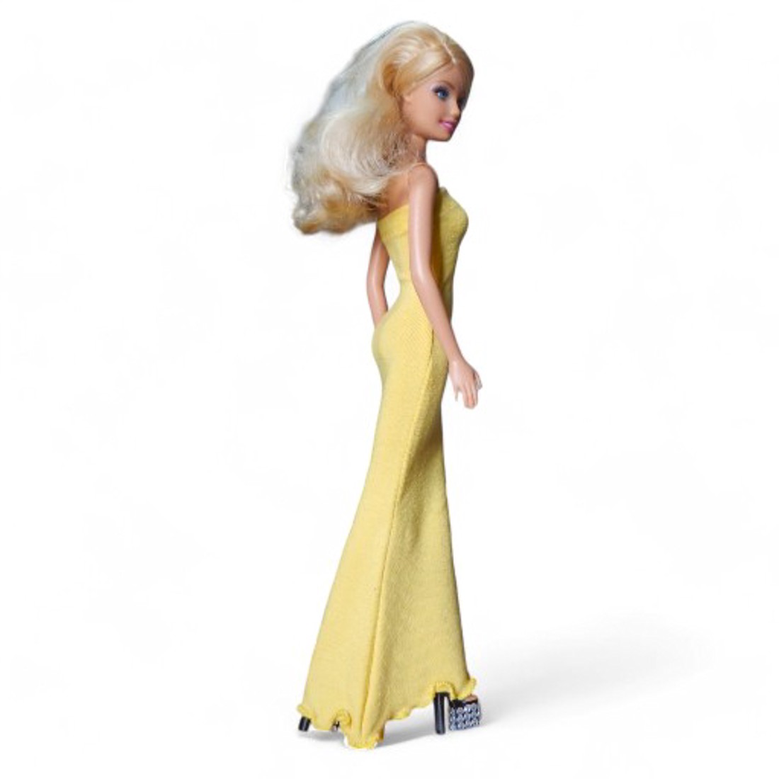 Rochie Barbie galbenă în stil sirena, cu cristale � rochie pentru păpuși de tip Barbie (a002cs) - jucării și echipamente pentru copii - jucării și accesorii pentru copii - haine de barbie - Artynos.ro