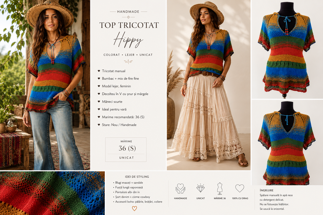 Bluza boho - îmbrăcăminte și modă - haine damă - bluze damă - Artynos.ro