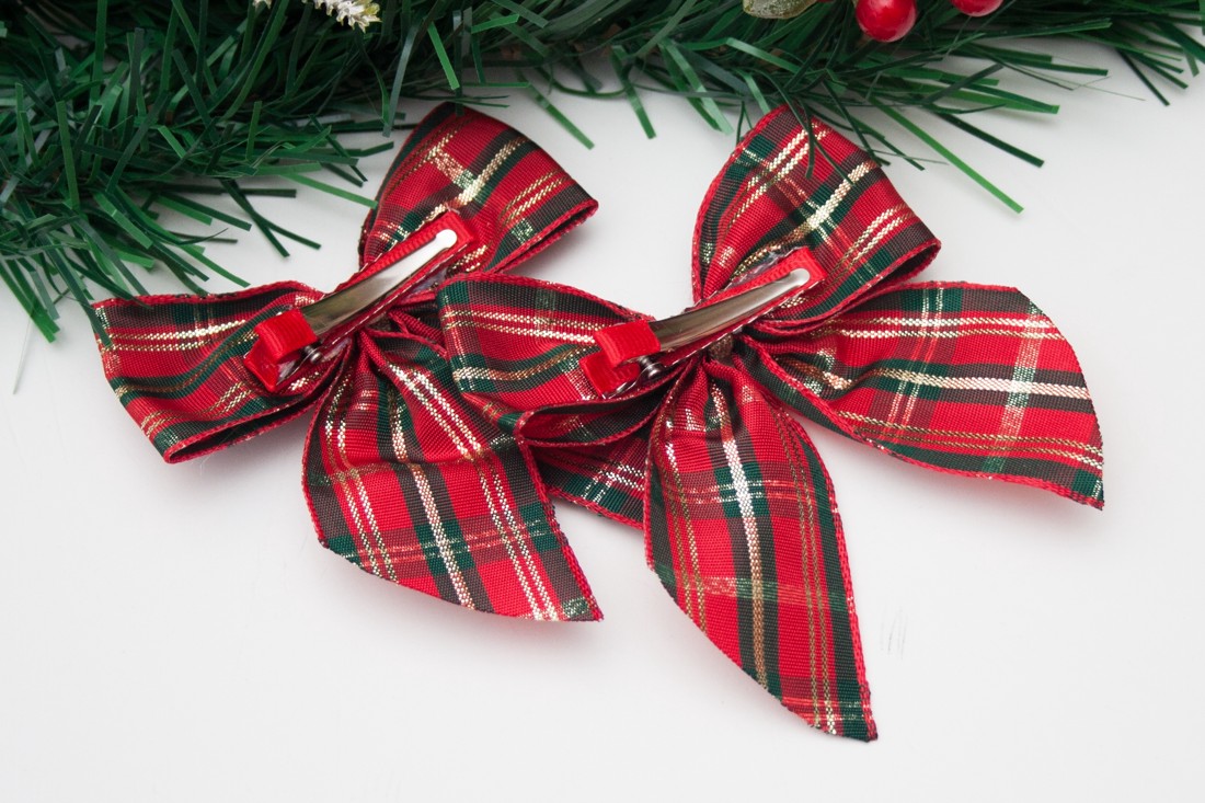 Clemă de păr de Crăciun Masnis - Red plaid -  - Artynos.ro