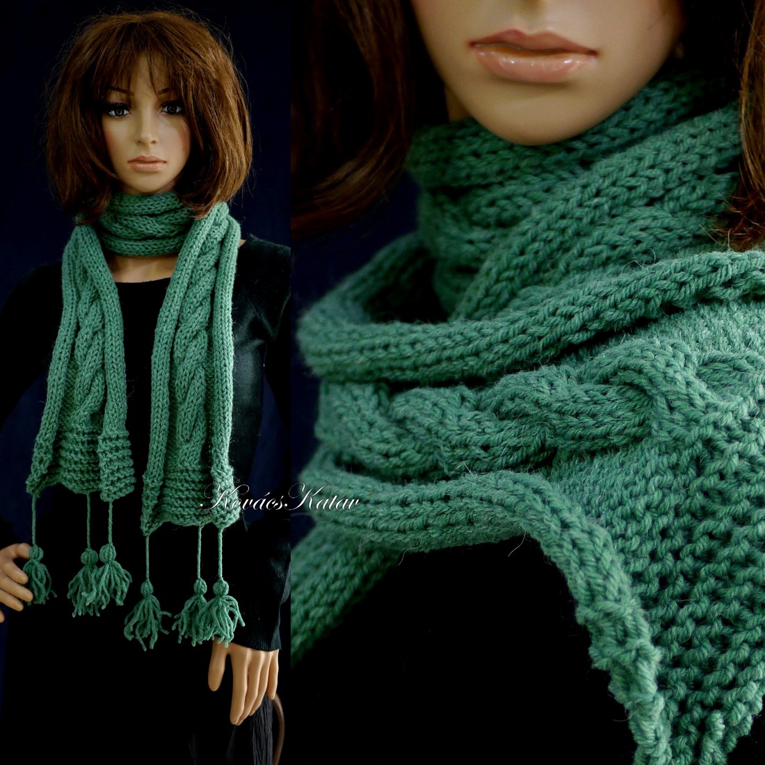 CSINGILINGI - eșarfă tricotată manual din alpaca / verde - îmbrăcăminte și modă - eșarfe, pălării, fularuri - eșarfe - Artynos.ro