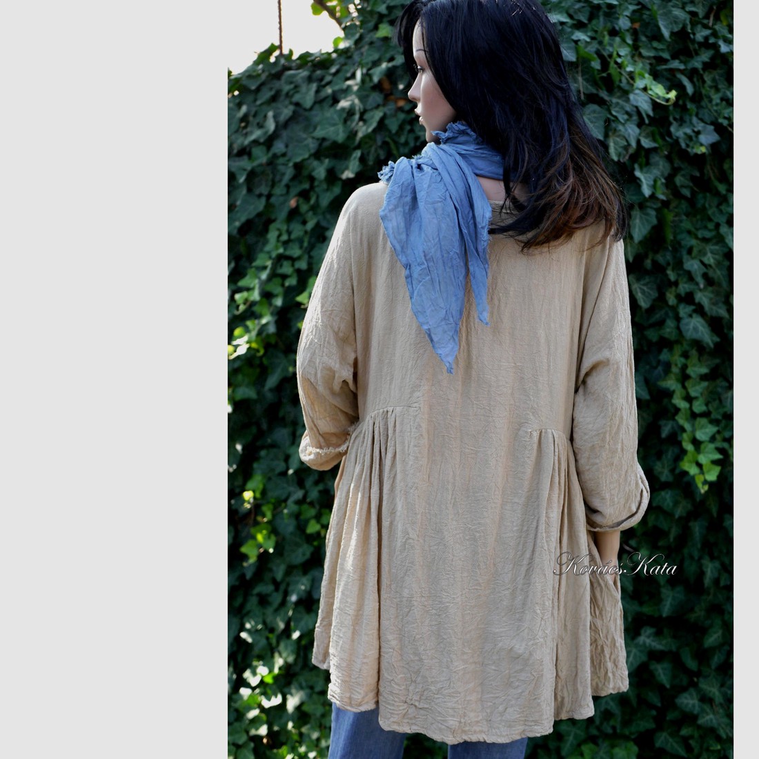 PAULA / nisip - tunică lagenlook design - îmbrăcăminte și modă - haine damă - tunică - Artynos.ro