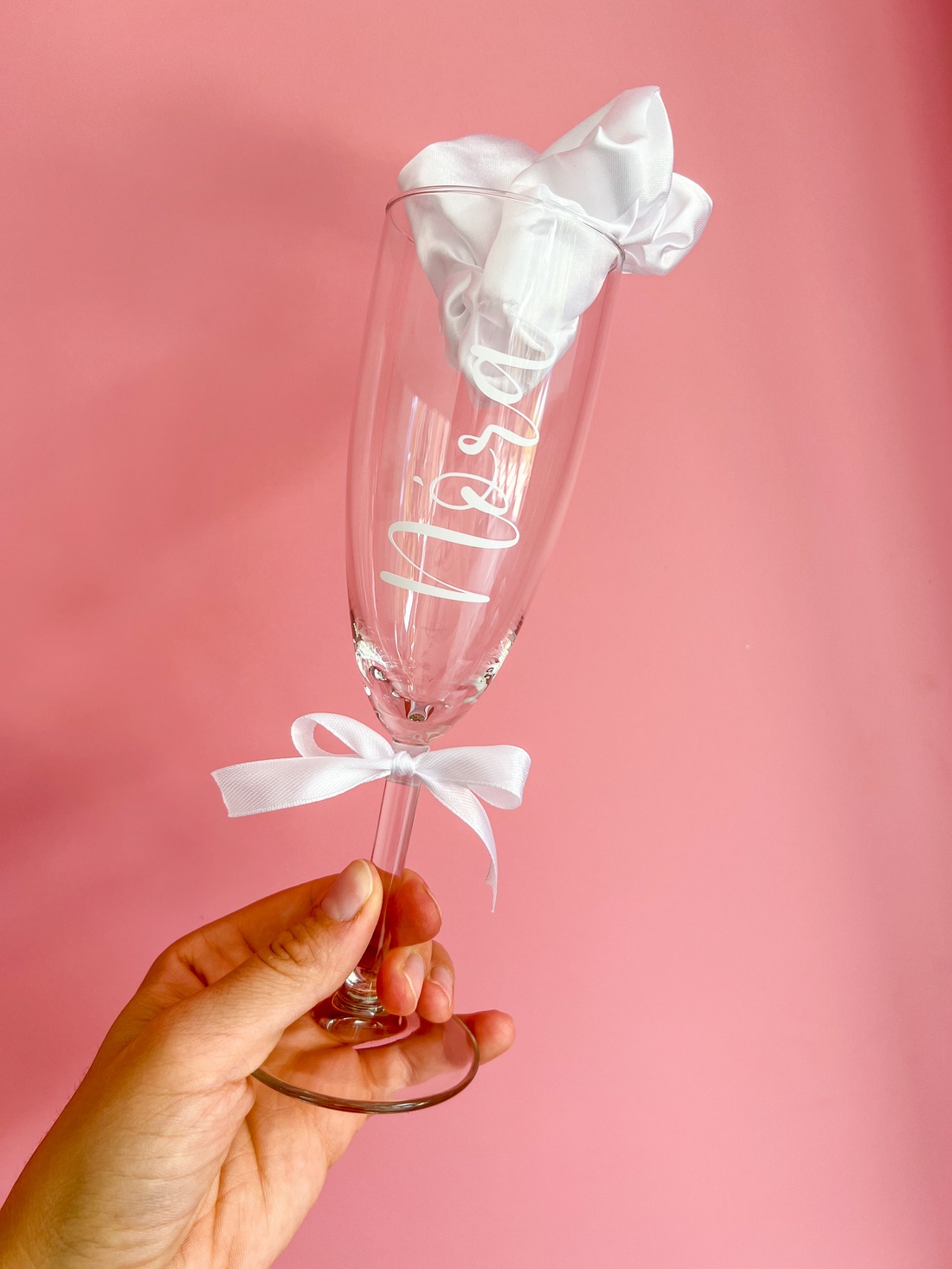 Elastic de păr și pahar de șampanjă Team Bride - accesorii nuntă - accesorii și cadouri de burlecițe - Artynos.ro