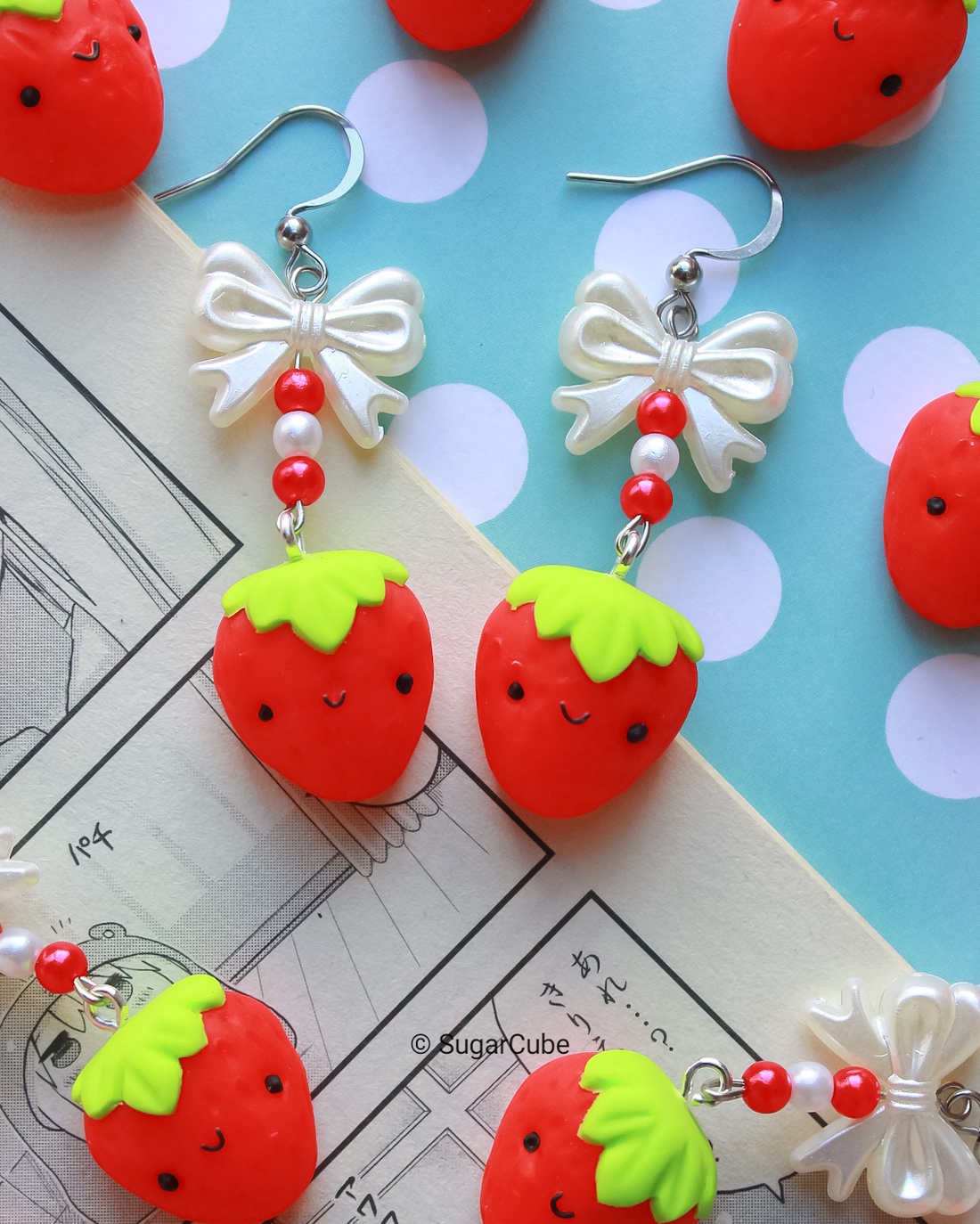 Cercei capsuni - bijuterii - cercei - cercei cu figurine - Artynos.ro