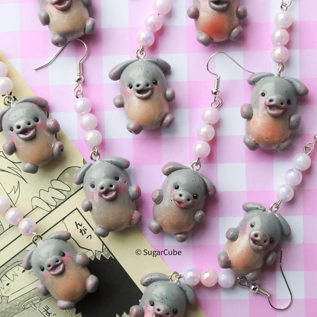 Cercei Moo Deng - bijuterii - cercei - cercei cu figurine - Artynos.ro