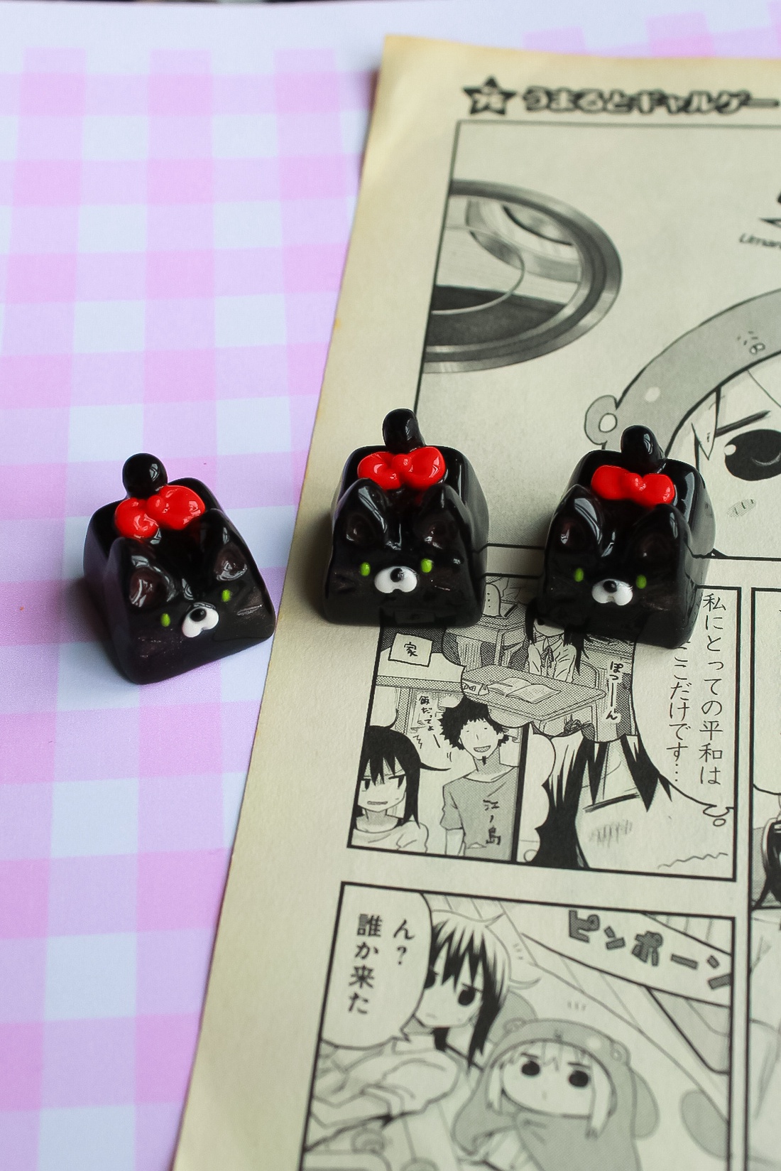 Keycaps Pisicute negre - arte vizuale și accesorii  - sculptură - sculpturi și figurine din ceramică - Artynos.ro