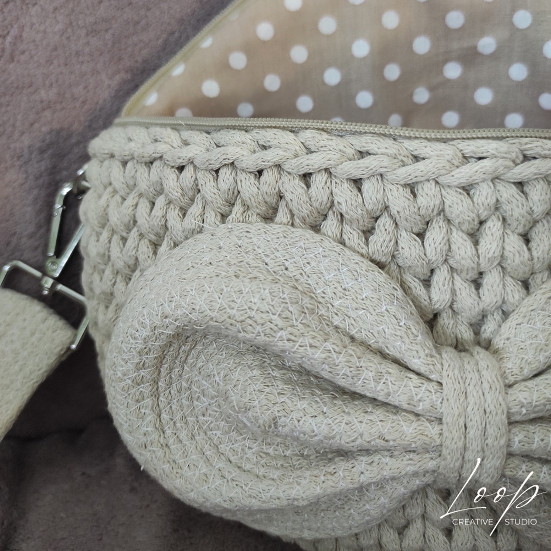 Pungă de curea tricotată croșetată - genți și portofele - genți de mână și umăr - geantă crossbody - Artynos.ro