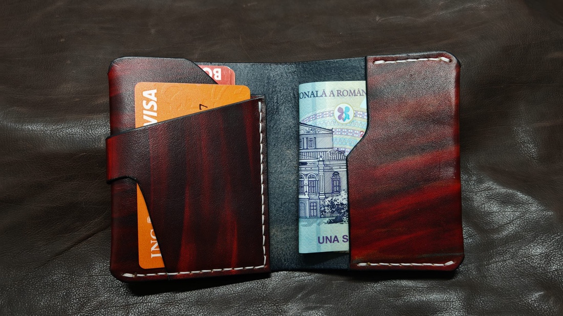 Portofel minimalist din piele naturala ,lucrat in totalitate manual(taiat pielea,cusut ,finisat) - genți și portofele - portofele, huse, suporturi - portofele - portofel bărbați - Artynos.ro