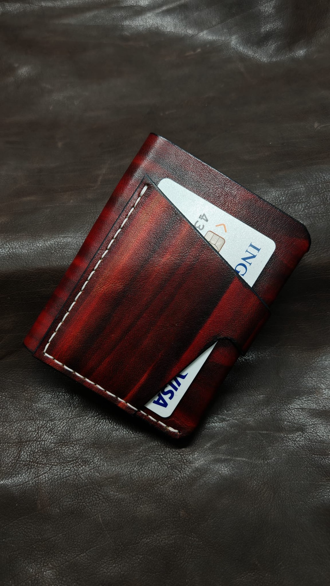 Portofel minimalist din piele naturala ,lucrat in totalitate manual(taiat pielea,cusut ,finisat) - genți și portofele - portofele, huse, suporturi - portofele - portofel bărbați - Artynos.ro