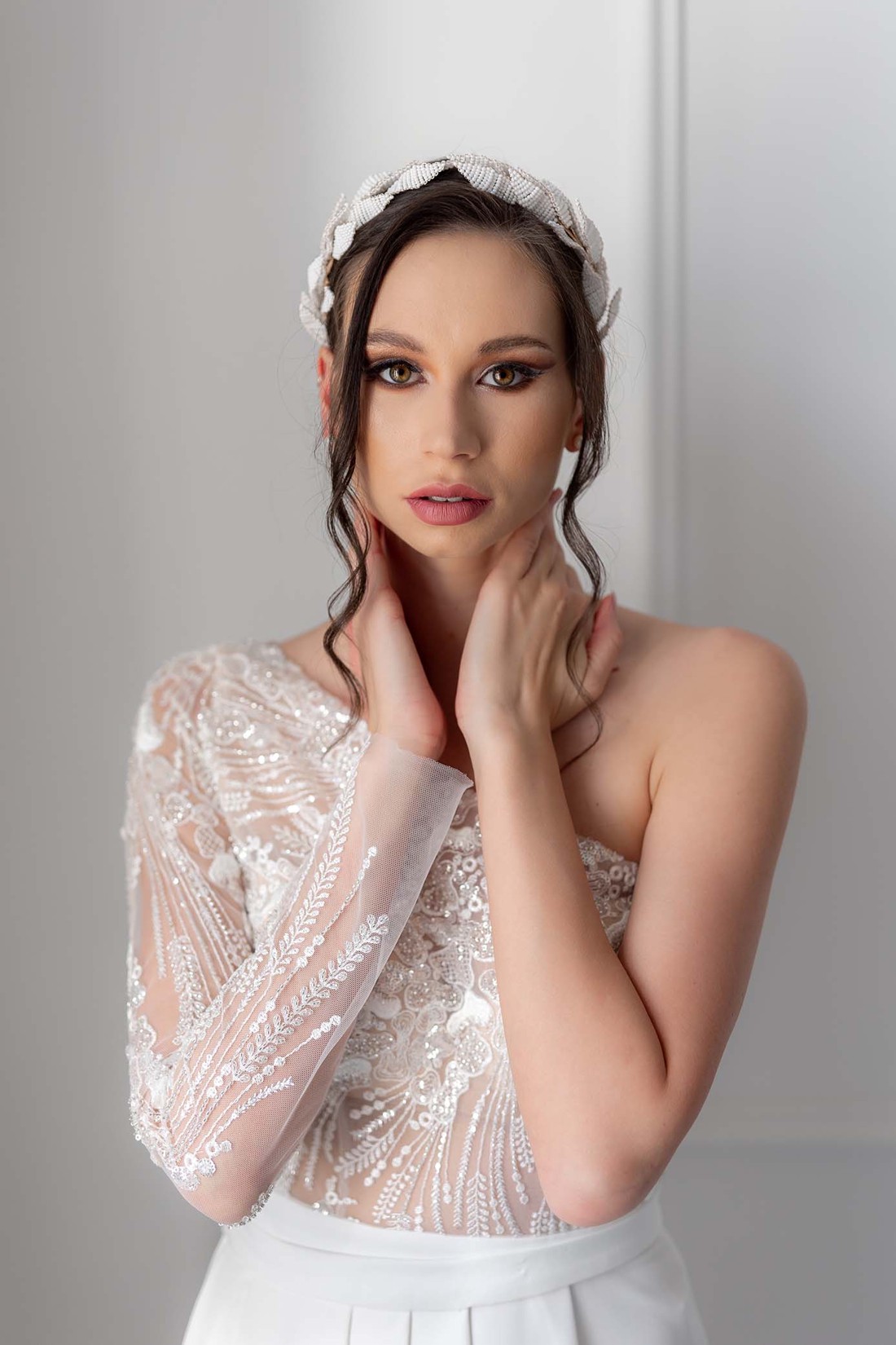 Isabella bentiță de mireasă ornament de păr de nuntă - accesorii nuntă - ornamente de păr de nuntă - bentițe de nuntă - Artynos.ro