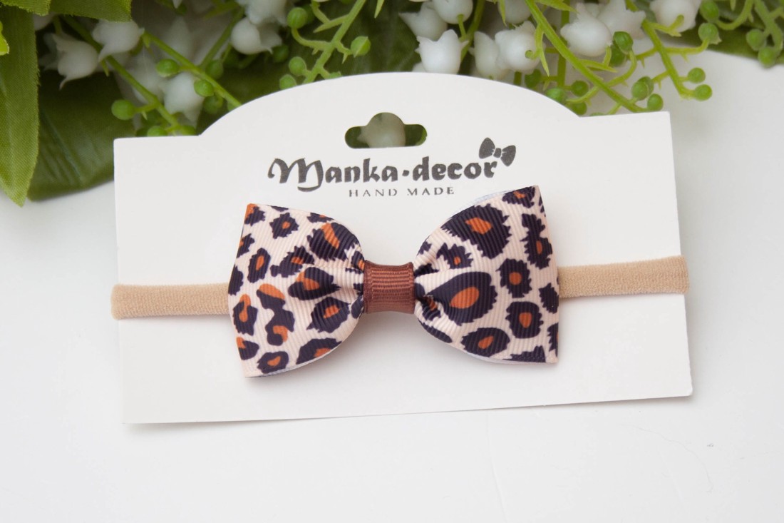 Bentiță elastică - Imprimeu leopard maro -  - Artynos.ro