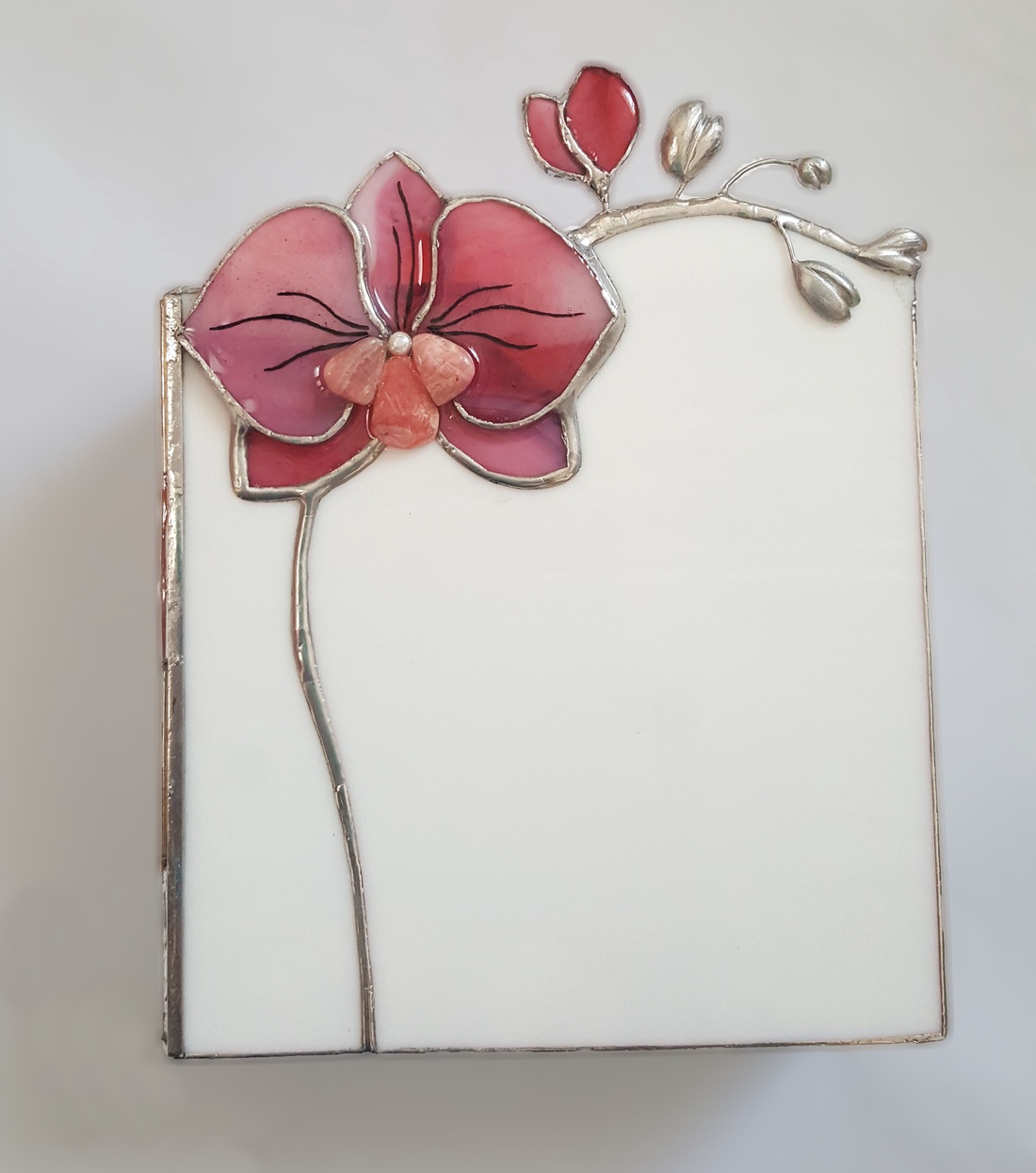 3D orchideás Ékszerdoboz tiffanyüvegből - bijuterii - suporturi și cutii de bijuterii - cutii de bijuterii - Artynos.ro