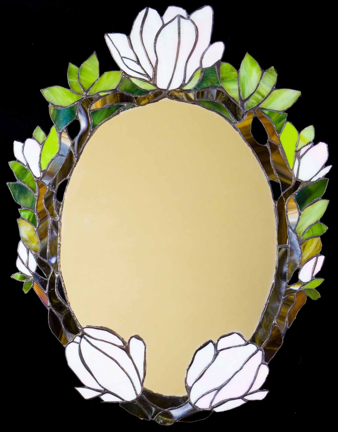 Oglindă tiffany Magnolia albă - - Artynos.ro Oglindă tiffany Magnolia albă - - Artynos.ro